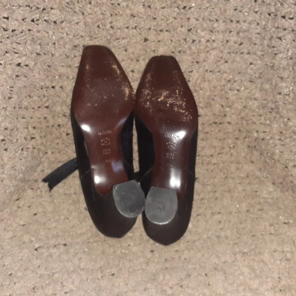 Vintage CASADEI-Black Silk/Satin Bootie-Ribbon Lace-Cuban Heel-Sz 38.5-Near Mint - Picture 7 of 7